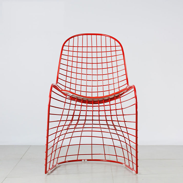 red metal chairs