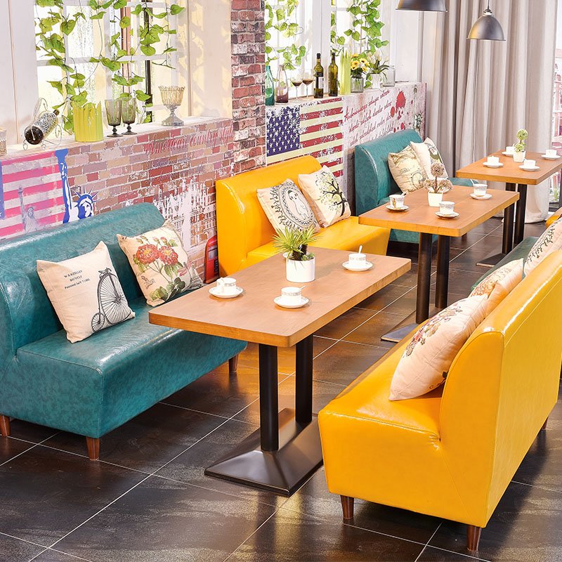 ShengYang restaurant furniture Fashionable Dining Furniture Hot Pot Restaurant Leather Booth Sofa Seating SE002-2 Table and Sofa Group image191