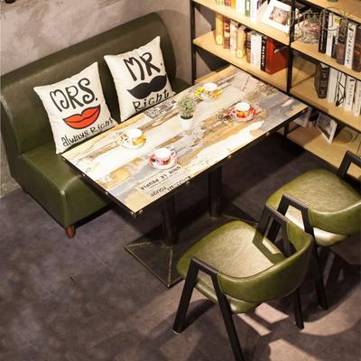 Retro Nostalgic Style Restaurant Leather Booths Sofa And Wooden Table SE002-5