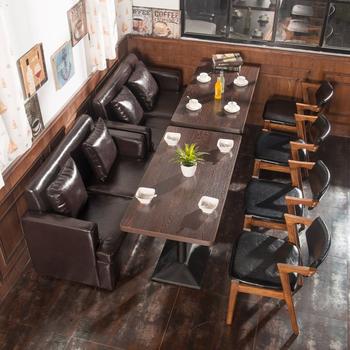 Nostalgic Coffee Shop And Restaurant Wooden Table And Sofa SE003-2