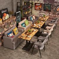 Retro Catering Furniture Fabrics Double Sofa And Wood Table SE003-5
