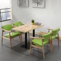 Modern Dining Furniture Cafe Wood Long Table And Leather Chair GROUP3