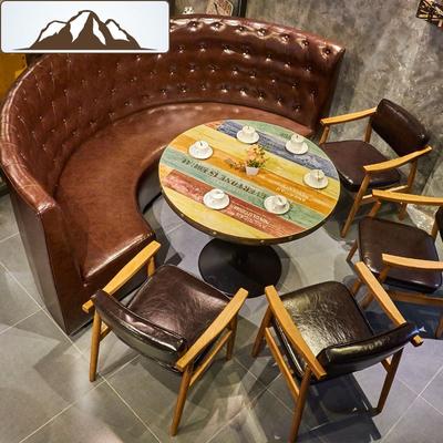 Retro Style Hot Pot Dining Set Themed Restaurant Circular Sofa SE001-18