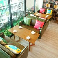 Modern Coffee Shop Furniture lounge Wood Tables And Sofas SE005-2