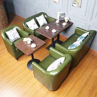 Retro Restaurant Table Set Wood Chair And Sofa Seating SE012-5