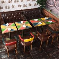 Antique Industrial Style Hot Pot Restaurant Table And Sofa Chair SE018-1