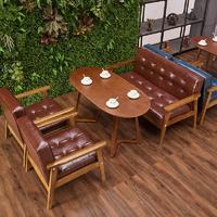 Nostalgic Coffee Shop Furniture Wooden Table And Sofa Chair SJ002-3