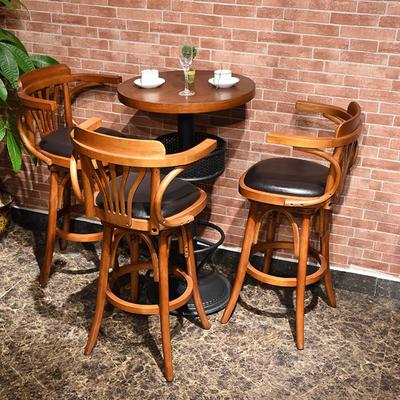 Retro Bar Furniture Wooden High Chair And Bar Table GROUP26