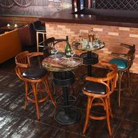 Rustic Bar And Coffee Shop Wooden Barstool And Table GROUP47