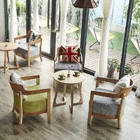 Modern Coffee Shop Solid Wood Leisure Chair And Table GROUP52