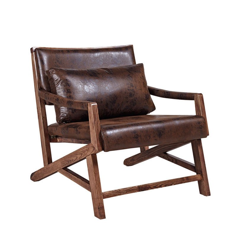 Rustic Style Club Solid Wood Sofa Chair SA008