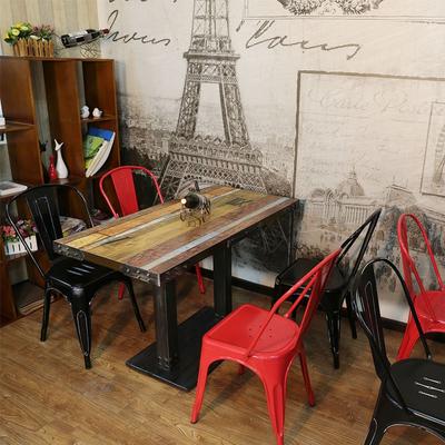 Rustic Restaurant Dining Table And Metal Chairs GROUP60