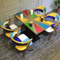 Industrial Loft Style Colourful Wood Table Chairs GROUP104