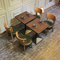 Custom Leather Upholstered Chair And Wooden Table GROUP105