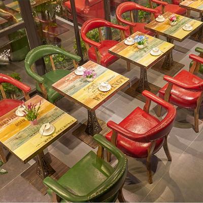 Retro Diner Leather Chair And Antique Table GROUP144