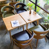 Modern Restaurant Leather Stool And Wooden Table GROUP186