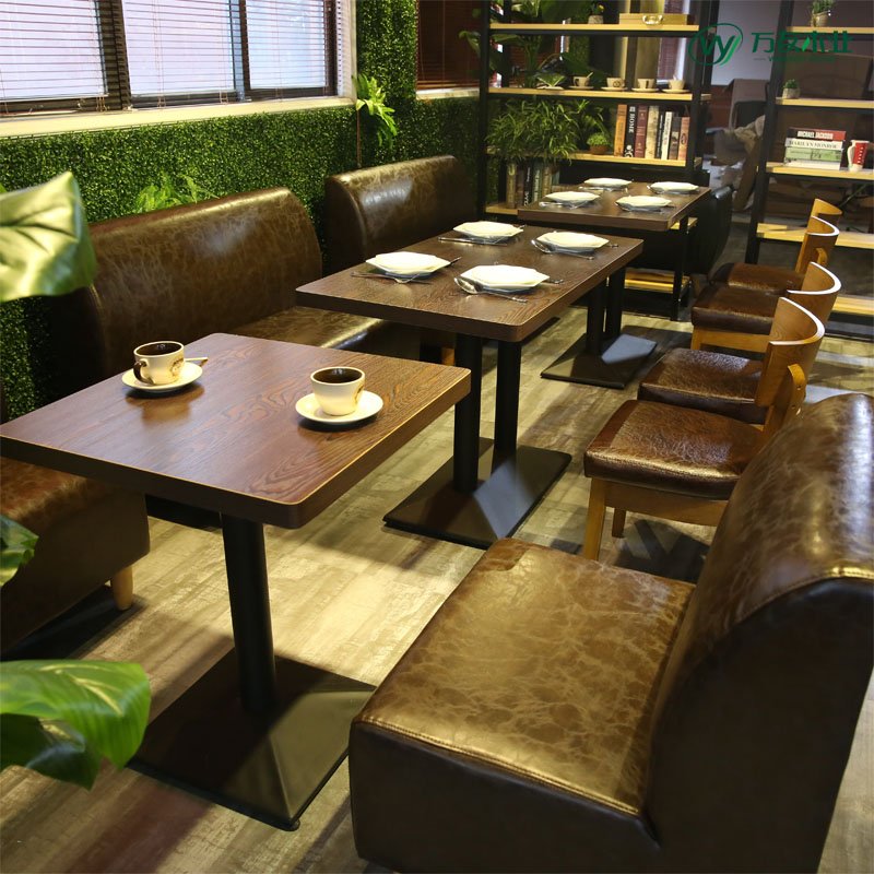 ShengYang restaurant furniture Retro Bar Dining Table And Leather Booth Sofa SE002-8 Table and Sofa Group image92