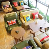 Modern Cafe Wooden Table And Armrest Sofa SE006-10