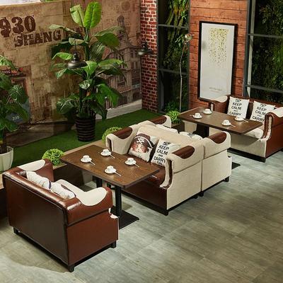 Retro Restaurant Long Table And Sofa With Armrest SE015-5