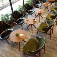 Modern Coffee Shop Small Table And Leather Chair GROUP214