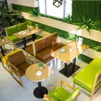 Modern Restaurant Wooden Tables And Leather Seating GROUP219